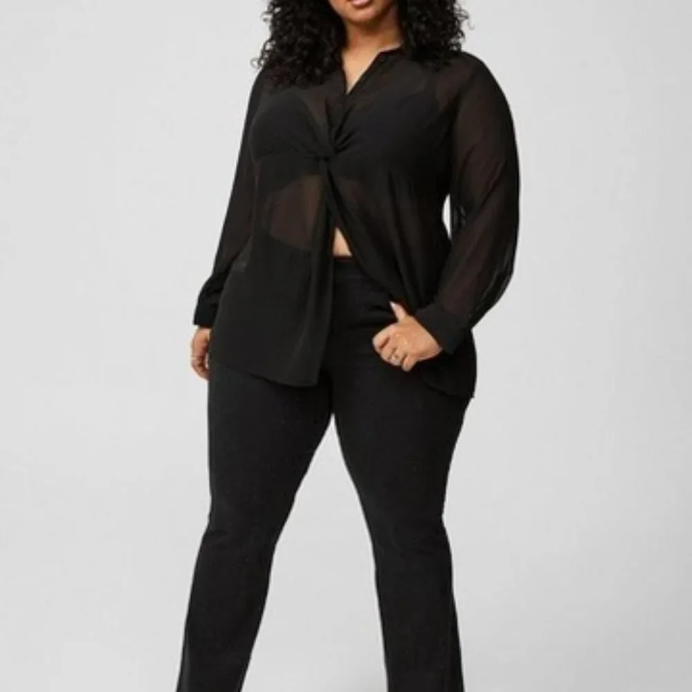 NWT Torrid Chiffon Twist Front Tunic Deep Black Size 5 (28) - Picture 2 of 10